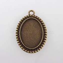 Vintage Tibetan Style Alloy Pendant Cabochon Bezel Settings, Cadmium Free & Nickel Free & Lead Free, Antique Bronze, Oval Tray: 18x25mm, 36x26x2.5mm, Hole: 3mm, about 212pcs/kg(TIBEP-M018-105AB-NF)