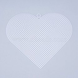 Plastic Mesh Canvas Sheets, for Embroidery, Acrylic Yarn Crafting, Knit and Crochet Projects, Heart, White, 14.8x16.8x0.12x0.75cm, Hole: 4mm(DIY-M007-11)