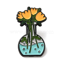 Flower Enamel Pins, Black Alloy Brooch, for Backpack Clothes, Orange, 31x19x2mm(JEWB-K022-03E-EB)