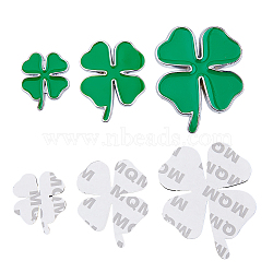 3 Sets 3 Styles Zinc Alloy Car Stickers, Clover Car Decals for Vehicle Decoration, Green, 40~74x33~60x1.3~3mm, 1 set/style(STIC-FH0001-05B)