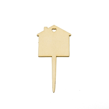 House-shaped Wooden Plant Inserting Labels, for Outdoor Flower Garden Sign Tags, Navajo White, 99x49x2mm, Hole: 6x4.5mm