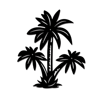 Iron Wall Hanging Decorative, with 3 Screws, Coconut Tree, Metal Wall Art Ornament for Home, Electrophoresis Black, 300x257mm