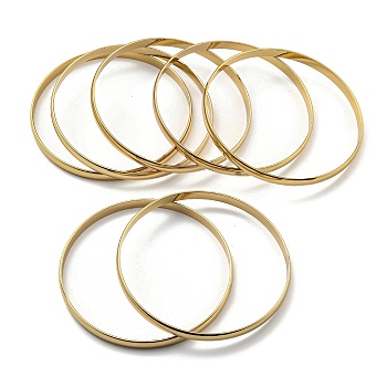7Pcs Vacuum Plating 202 Stainless Steel Plain Flat Ring Bangle Sets, Stackable Bangles for Women, Golden, Inner Diameter: 2-7/8 inch(7.45cm), 5.5mm