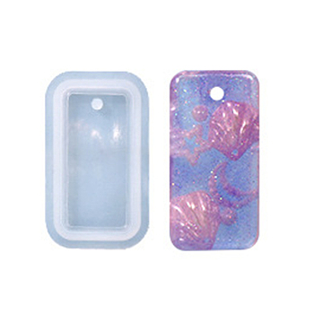 DIY Pendant Silicone Molds, Resin Molds, For UV Resin, Epoxy Resin Jewelry Making, Rectangle, 62.5x37x8.5mm