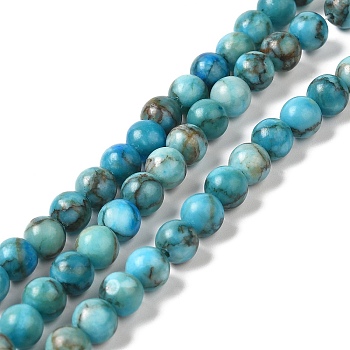 Natural Dyed White Jade Beads Strands, Round, Dodger Blue, 6~7mm, Hole: 0.8mm, about 57~64pcs/strand, 14.33''~15''(36.4~38.1cm)