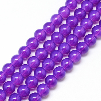 Baking Painted Glass Beads Strands, Imitation Opalite, Round, Blue Violet, 8mm, Hole: 1.3~1.6mm, about 100pcs/strand, 31.4 inch