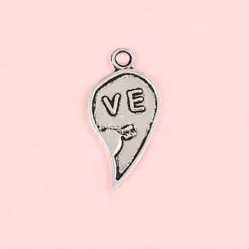 Valentine's Day Tibetan Style Alloy Pendants, Heart, Antique Silver, 30.5x15x2.5mm