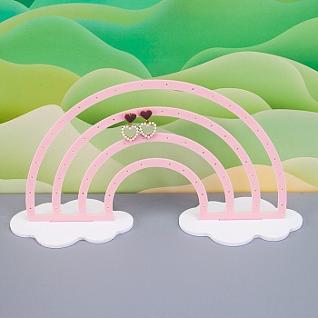 Acrylic Earring Display Stands, Rainbow, Pink, 8.9x34x17.2cm, 3pcs/set