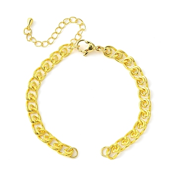 Rack Plating Brass Twisted Chain Bracelet Making, Long-Lasting Plated, Lead Free & Cadmium Free, Real 18K Gold Plated, 155mm, link: 7.5x5x1mm