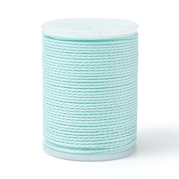 Round Waxed Polyester Cord, Taiwan Waxed Cord, Twisted Cord, Light Cyan, 1mm, about 12.02 yards(11m)/roll