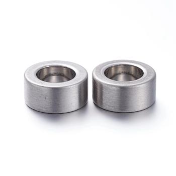 201 Stainless Steel Beads, Large Hole Beads, Column, Stainless Steel Color, 10x4.5mm, Hole: 6mm