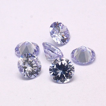 Diamond Shape Grade A Cubic Zirconia Cabochons, Faceted, Lilac, 5mm