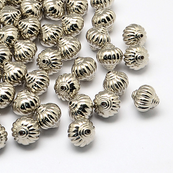 Lantern CCB Plastic Beads, Platinum, 13~14x13~14mm, Hole: 2mm, about 500pcs/500g