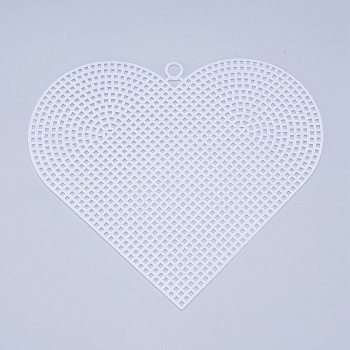 Plastic Mesh Canvas Sheets, for Embroidery, Acrylic Yarn Crafting, Knit and Crochet Projects, Heart, White, 14.8x16.8x0.12x0.75cm, Hole: 2x2mm