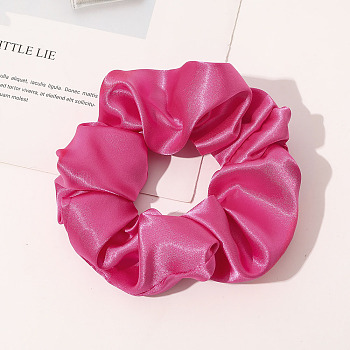 Satin Face Elastic Hair Accessories, for Girls or Women, Scrunchie/Scrunchy Hair Ties, Deep Pink, 120mm