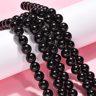 Synthetic Black Stone Beads Strands(G-G088-10mm)-4