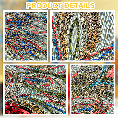 Peacock Tail Pattern Polyester Lace Computerized Embroidery Ornament Accessories(DIY-WH0308-234A)-5