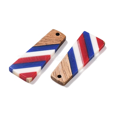 Independence Day Opaque Striped Resin & Walnut Wood Pendants(RESI-U010-02A)-2