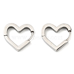 Tarnish Resistant 201 Stainless Steel Huggie Hoop Earrings, with 304 Stainless Steel Pin, Heart Earring for Women, Stainless Steel Color, 16x17.5x3mm(EJEW-E602-04P)