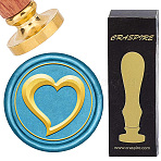Brass Wax Seal Stamps with Wood Handle, for DIY Scrapbooking, Heart, 25mm(AJEW-WH0412-0338)