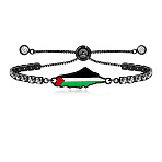 Palestine Map 304 Stainless Steel Enamel Pave Clear Cubic Zirconia Slider Bracelets for Women, Black, 4.72~10.83 inch(12~27.5cm)
(FS-WGEA228-03)