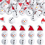 60Pcs 3 Styles Christmas Theme Printed Wood European Beads, Large Hole Beads, Snowman & Hat, Mixed Color, 14.5~20x14.5~18mm, Hole: 2.5~5mm, 60pcs/set(WOOD-PH0003-21)