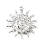304 Stainless Steel Pendants, Hammered Sun Charms, Stainless Steel Color, 38x33.5x2mm, Hole: 2.5mm(SA-CBAD9BF-07P)