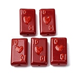 Baking Paint Glass Enamel Beads, Hand Painted Beads, Playing Card, FireBrick, 24.5~25x14.5~15x7.5~8.5mm, Hole: 1.6~1.8mm(LAMP-Q045-07E)