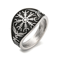 304 Stainless Steel Ring, Snowflake, Inner Diameter: 19mm(RJEW-B055-04AS-13)