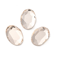 Glass Rhinestone Cabochons, Flat Back & Back Plated, Faceted, Oval, Light Peach, 14x10x3.5mm(RGLA-P037-13A-D261)