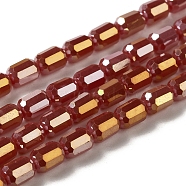 Electroplate Glass Beads Strands, Faceted, AB Color, Column, Brown, 4x6mm, Hole: 1mm, about 80pcs/strand, 18.11''(46cm)(EGLA-D031-01O)