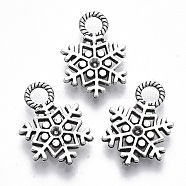 Tibetan Style Alloy Pendants, Lead Free & Cadmium Free, Snowflake, Antique Silver, 21x15x2.5mm, Hole: 3.5mm, about 400pcs/500g(TIBE-N010-21AS-RS)