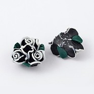 Handmade Polymer Clay Beads, for Mother's Day, Flower, Colorful, about 20~23mm in diameter, 14mm thick, hole: 2mm(RESI-Q004-6)