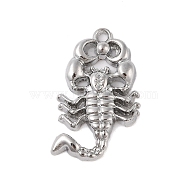 Tibetan Style Alloy Pendants, Platinum, Scorpion, 37x23x5mm, Hole: 3mm(FIND-Z053-03P-08)