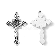 Tibetan Style Alloy Pendants, For Easter, Lead Free & Cadmium Free, Crucifix Cross, Antique Silver, 48x31x5mm, Hole: 2mm(X-TIBEP-3035-AS-RS)
