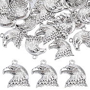 50Pcs Tibetan Style Zinc Alloy Pendants, Eagle, Antique Silver, 21.8x18.7x4mm, Hole: 2mm(FIND-SC0006-30)