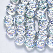 Transparent Spray Painted Glass Beads, Flower, Clear, 9.5x9.5x6.5mm, Hole: 1.2mm(GLAA-S190-002C-01)