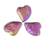 Natural Dragon Blood Stone Pendants, Rainbow Plated, Heart, 44.5~45x35x7mm, Hole: 1.5mm(G-S329-001)