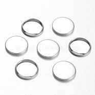 Stainless Steel Plain Edge Bezel Cups, Cabochon Settings, Flat Round, Stainless Steel Color, Tray: 10mm, 12x2mm(X-STAS-M226-03A)