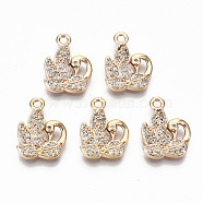 Brass Micro Pave Cubic Zirconia Pendants, Light Gold, Long-Lasting Plated, Cadmium Free & Lead Free, Swan, Clear, 17x12x3mm, Hole: 1.6mm(X-KK-S359-003-RS)