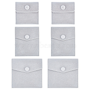 Elite 6Pcs 3 Style Velvet Jewelry Bags, Mixed Shape, Light Grey, 7.4~9.8x7.4~10cm, 2pc/style(TP-PH0001-10)