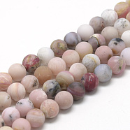 Natural Pink Opal Beads Strands, Frosted, Round, 4mm, Hole: 1mm, about 84~90pcs/strand, 15.1 inch(G-R446-4mm-38)