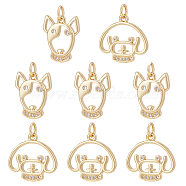 8Pcs 2 Style Brass Micro Pave Clear Cubic Zirconia Pendants, Long-Lasting Plated, Cadmium Free & Lead Free, Dog & Bull Terrier, Real 18K Gold Plated, 18~19x12~16x2mm, Hole: 3.5mm, 4pcs/style(KK-BC0010-32)