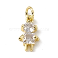 Brass Micro Pave Cubic Zirconia Charms, with Jump Rings, Boy Charms, Real 18K Gold Plated, 13.5x7x3.5mm, Hole: 3.4mm(ZIRC-F132-17G)
