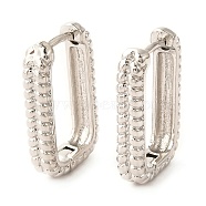 Brass Hoop Earrings, Long-Lasting Plated, Rectangle, Real Platinum Plated, 20x12.5x3.5mm, Pin: 1mm(EJEW-F273-02A-P)