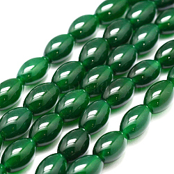Natural Green Onyx Agate Bead Strands, Dyed & Heated, Rice, Dark Green, 11.5~12x7.5~8mm, Hole: 1.2mm, about 33pcs/strand, 14 inch(X-G-G877A-A05)