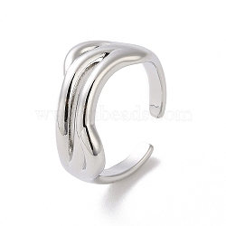 Brass Open Cuff Ring for Man, Platinum, US Size 6 3/4(17.1mm)(RJEW-M165-01B-P)