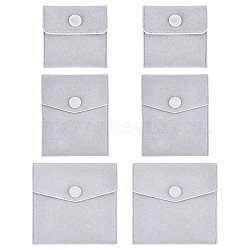 Elite 6Pcs 3 Style Velvet Jewelry Bags, Mixed Shape, Light Grey, 7.4~9.8x7.4~10cm, 2pc/style(TP-PH0001-10)