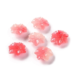 Synthetic Shell Dyed Beads, Flower, Salmon, 11x10x3.5mm, Hole: 1.2mm(SHEL-C007-04B)