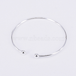 Brass Torque Bangles, Cuff Bangles, Platinum, 0.25cm, Inner Diameter: 2-3/8 inch(6.15cm)(KK-WH0034-22P-1)